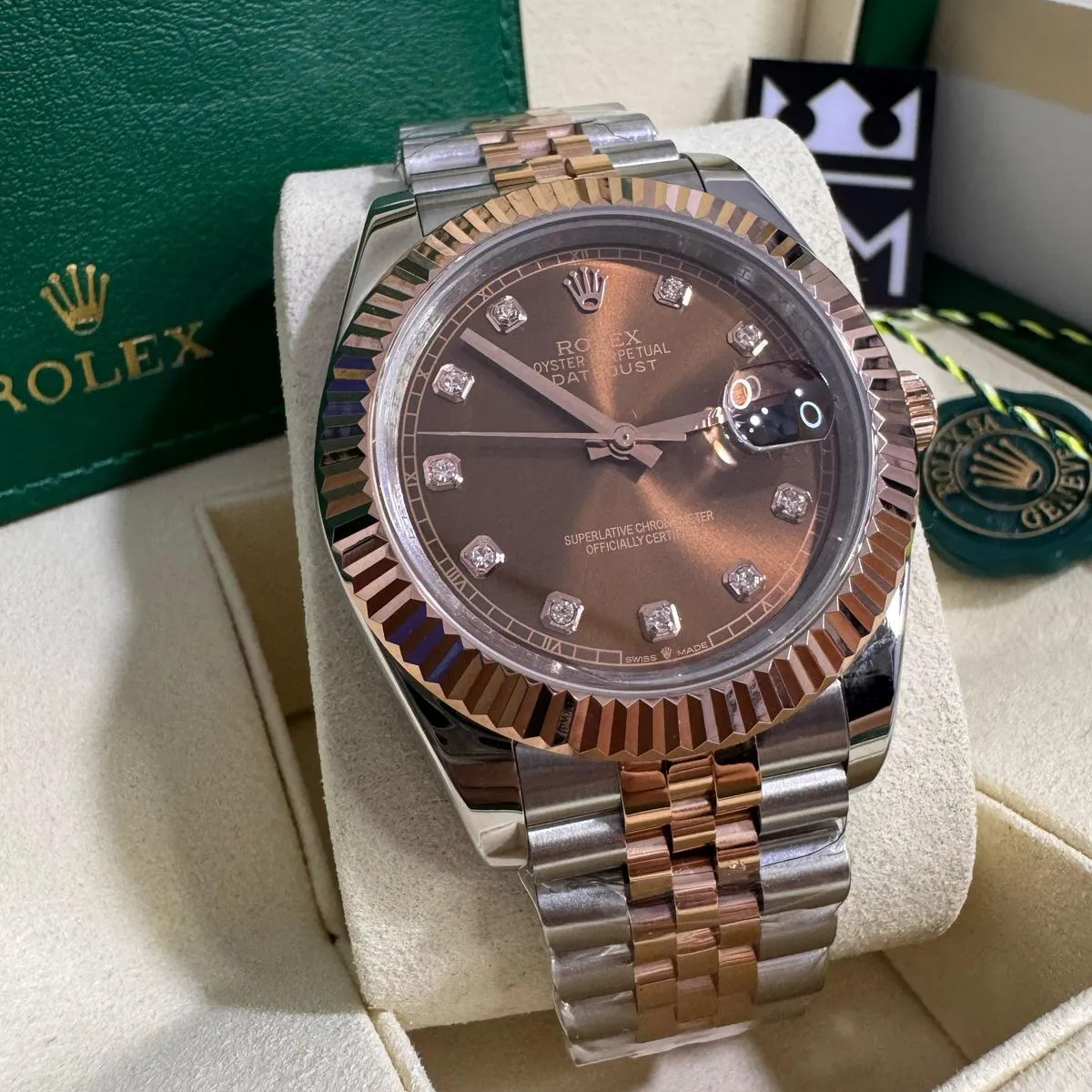 Rolex Datejust 41 – Brown Dial with Diamonds