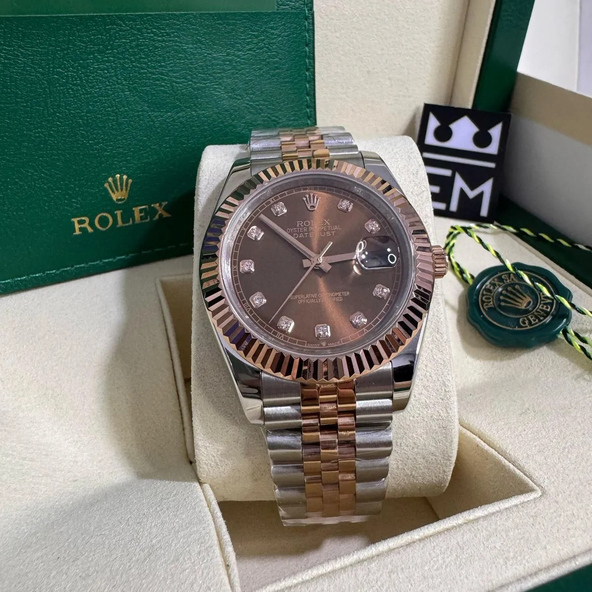 Rolex Datejust 41 – Brown Dial with Diamonds