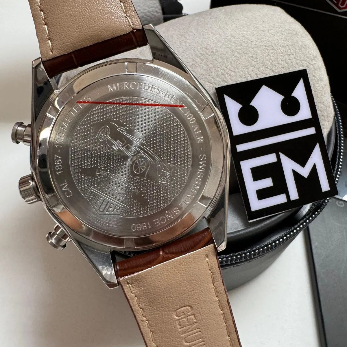 TAG Heuer Carrera Chronograph – Silver Dial & Brown Leather Strap